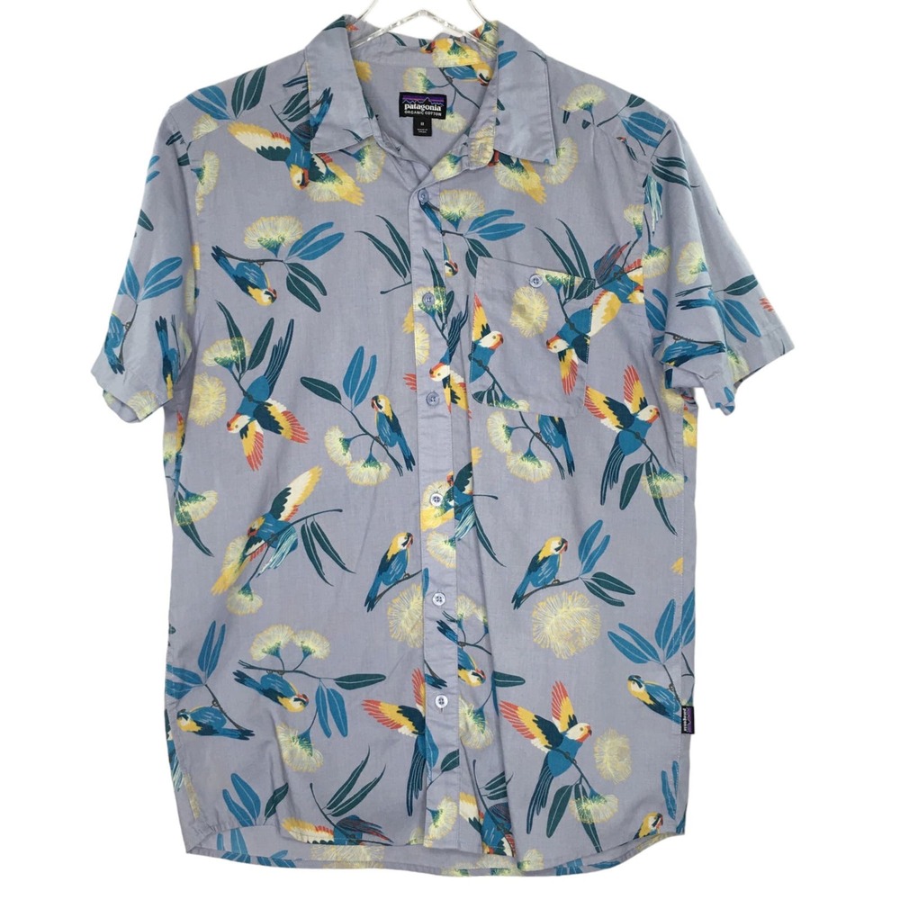 Patagonia M Mens Go To Button Down Casual Shirt Blue Parrots